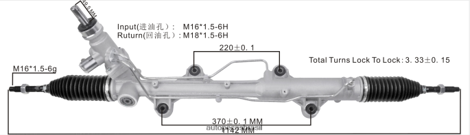 cremalheira de direção hidráulica 7e1 422 061g PZR80N2420 Auto Peças Brasil VOLKSWAGEN